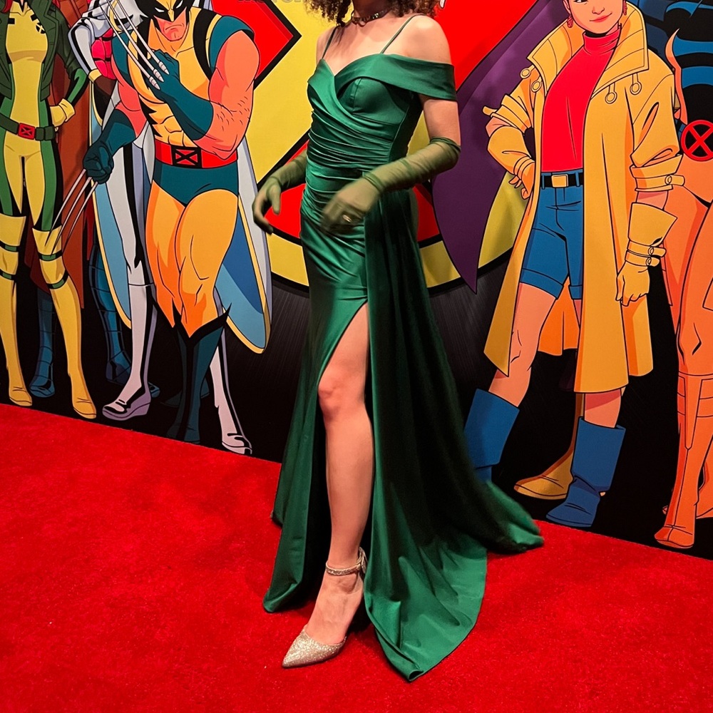 Prom Emerald Formal satin formal dress